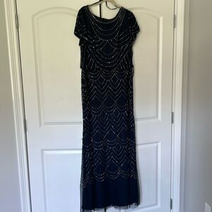 Adrianna Papell Navy Long Evening Gown